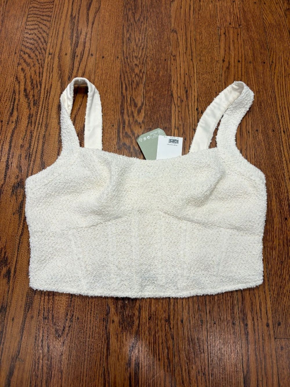 Zara NWT Corset Crop Top Sz M | Zip Back | Cream | Bustier | Chanel Vibes